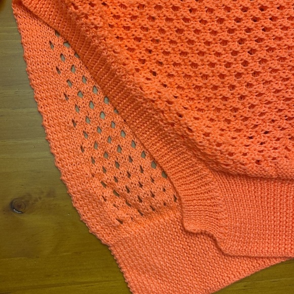 Davi & Dani Open Knit Drop Shoulder Sweater Neon Orange Small NWT - Picture 7 of 11